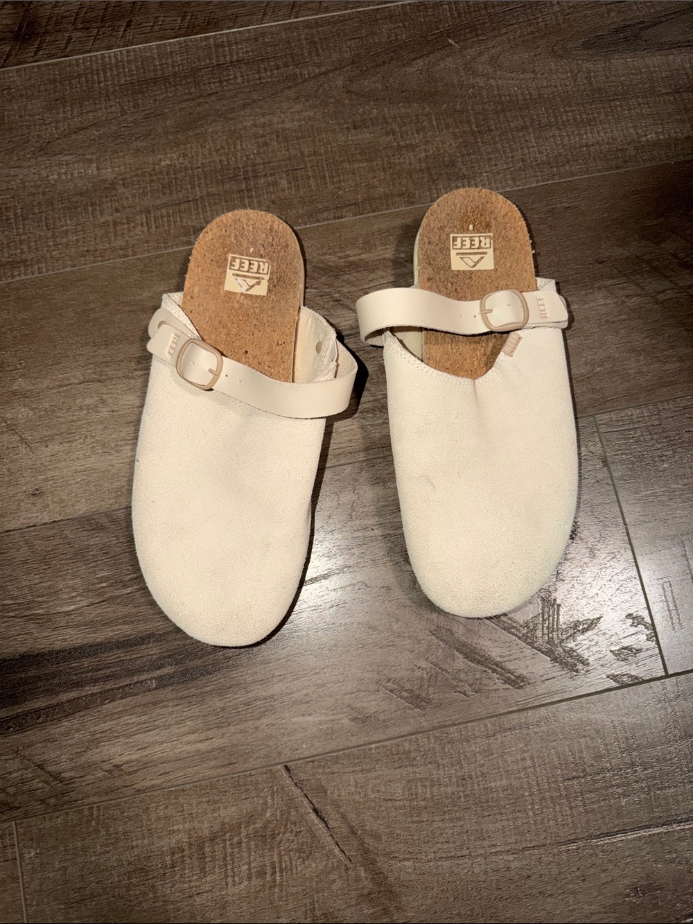 Reef Women's Cream Slip-On Mules with Buckle Strap